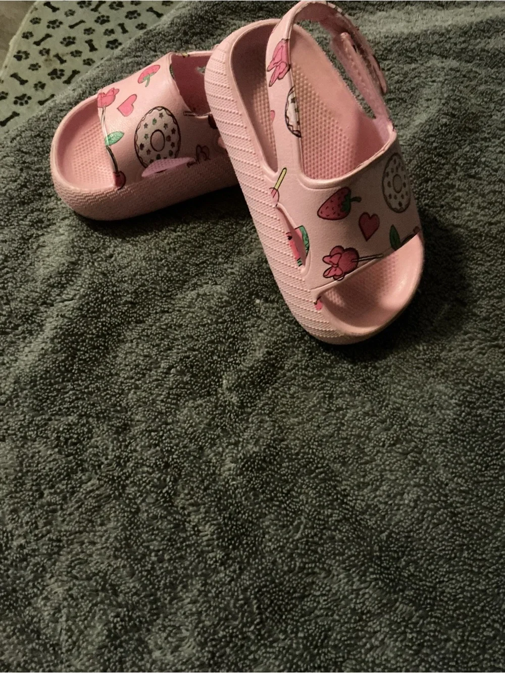 Carter's Pink Kids Sandals with Fruit & Donut Print